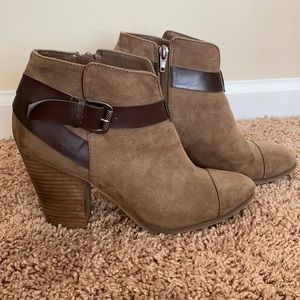 Tan suede booties size 8.5